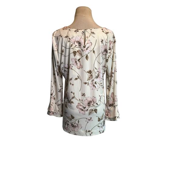 Karl Lagerfeld cream soft pink floral blouse size Medium - Picture 8 of 14